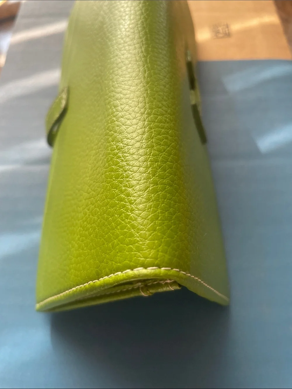 Hermes Lime Green Leather Long Wallet with H Tab